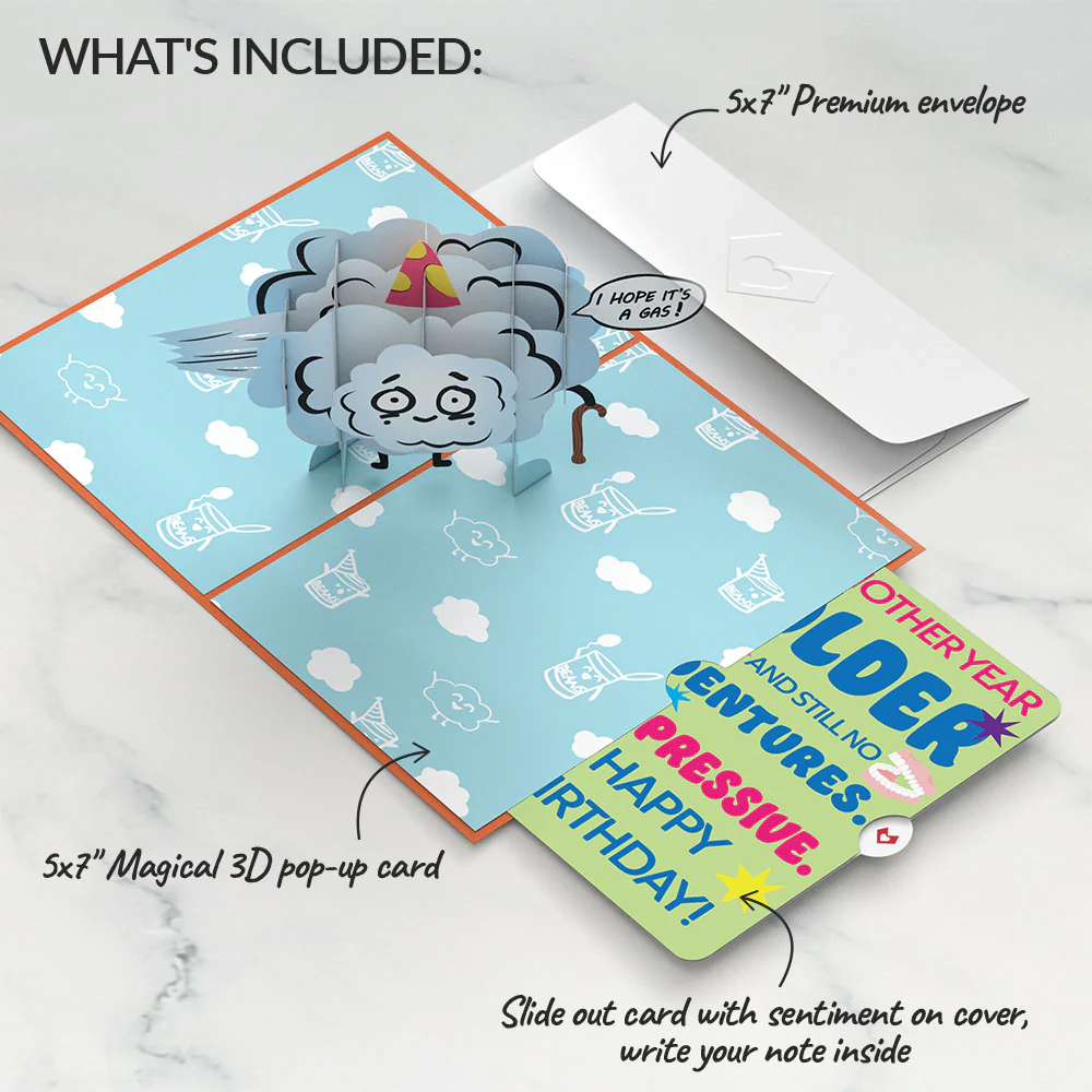 Happy Birthday to an Old Fart Pop-Up Card and Sentiment Set - Image 2