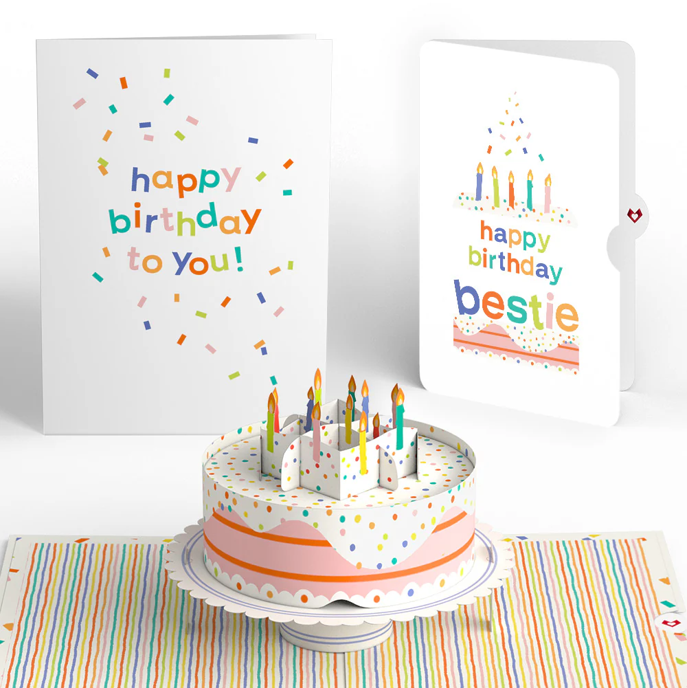 Happy Birthday to You! Confetti Cake Pop-Up Card and Sentiment Set for Best Friend