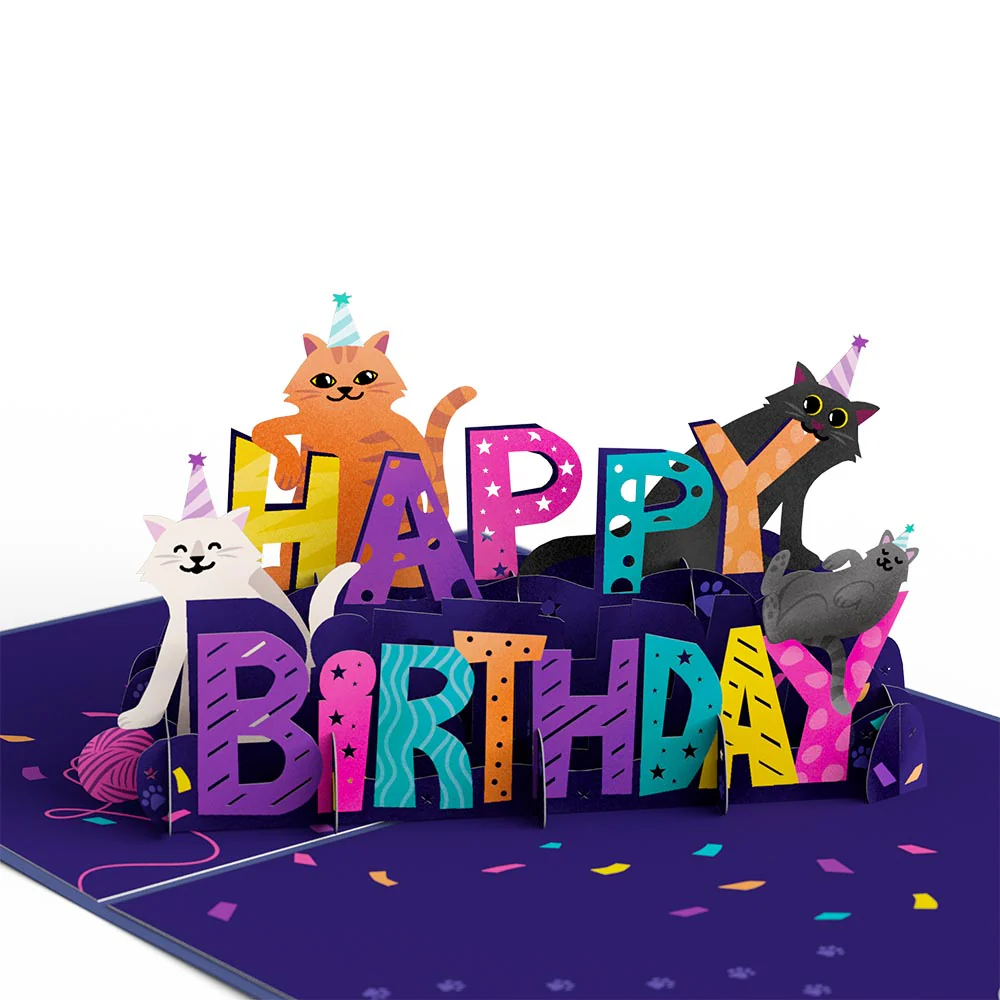 Happy Birthday Cats Pop-Up Card and Sentiment Set for Mom - Image 3
