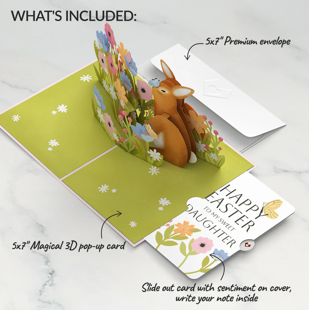 Happy Easter Bunny Amid the Blossoms Pop-Up Card and Sentiment Set for Daughter - Image 2