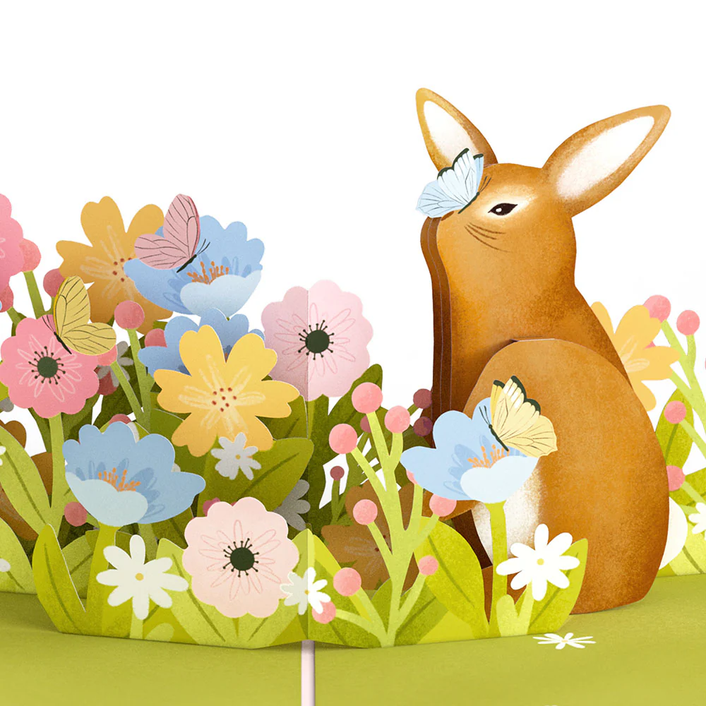 Happy Easter Bunny Amid the Blossoms Pop-Up Card - Image 2