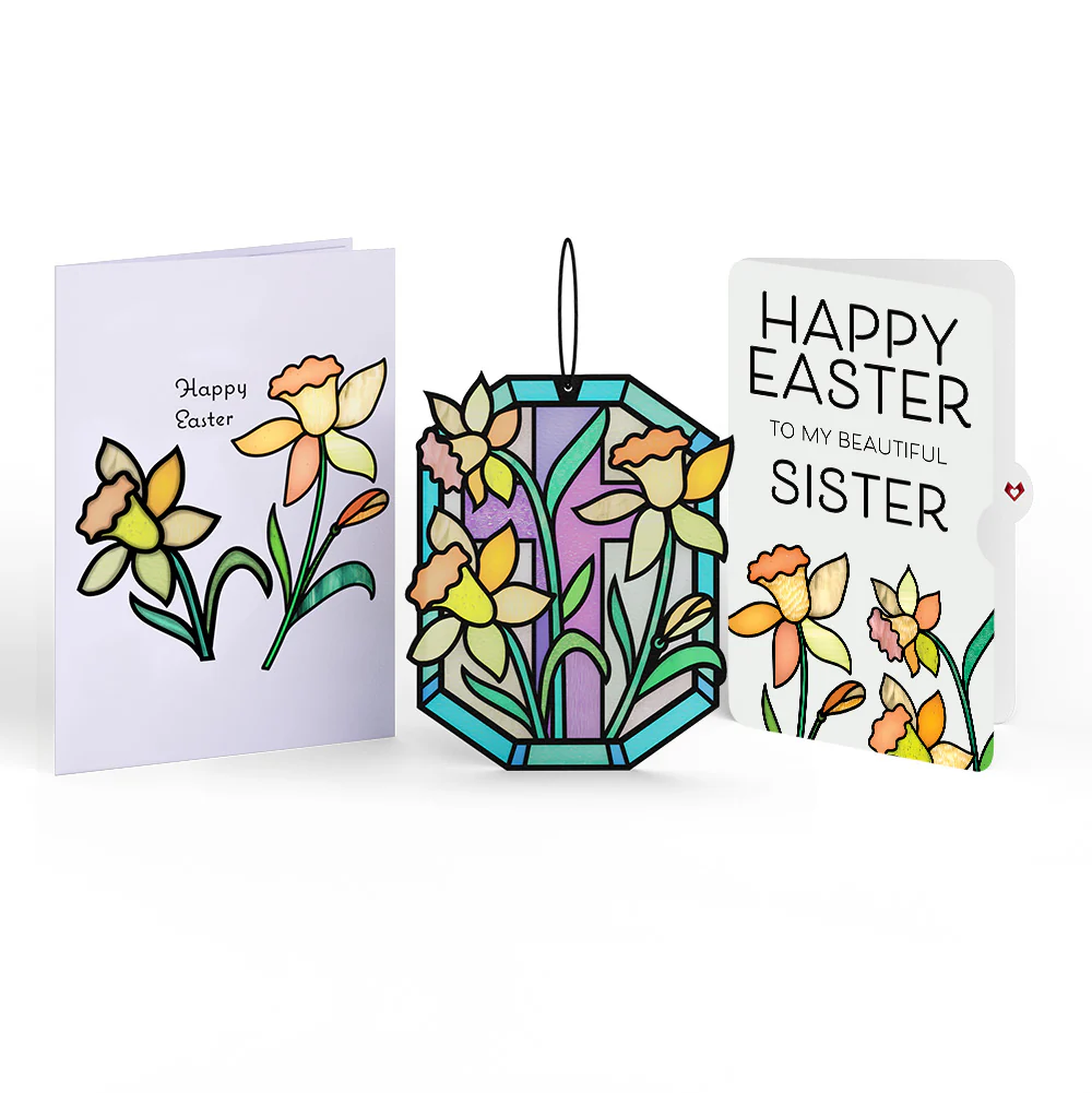 Happy Easter Daffodil Easter Suncatcher Card and Sentiment Set for Sister