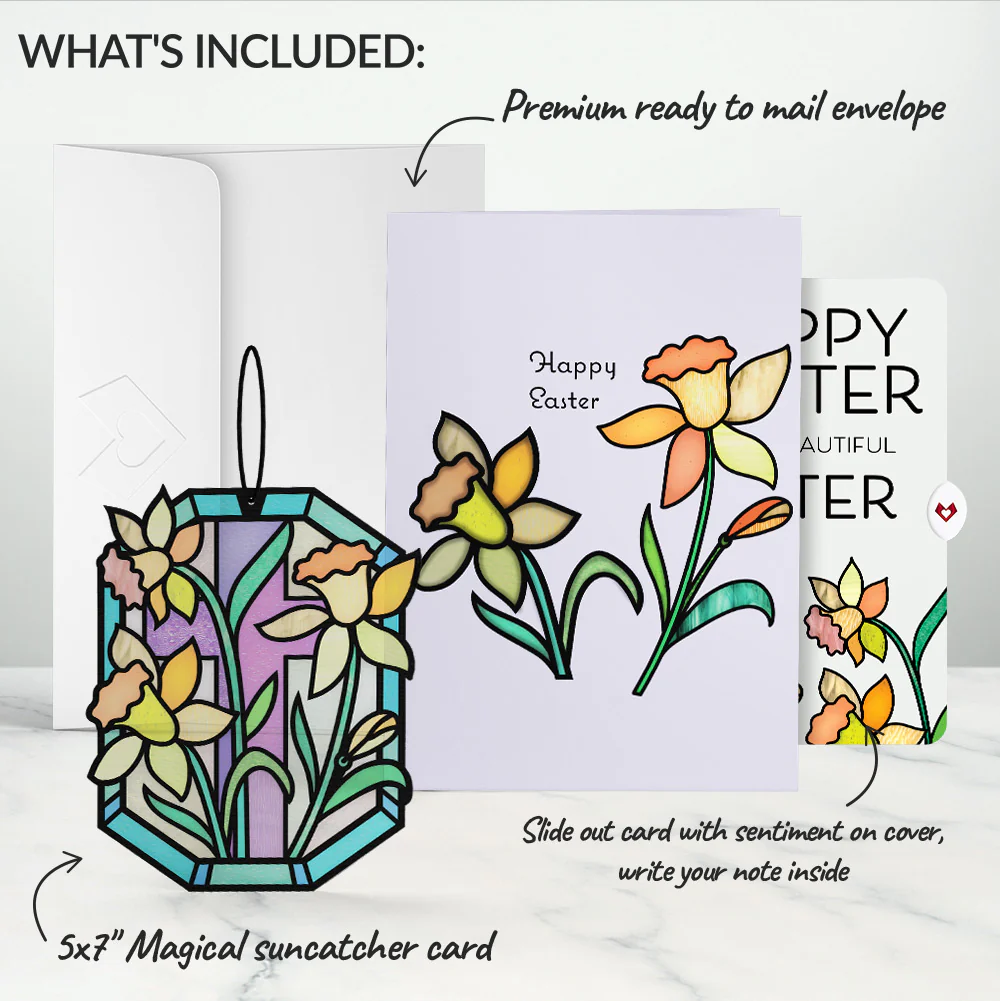 Happy Easter Daffodil Easter Suncatcher Card and Sentiment Set for Sister - Image 2