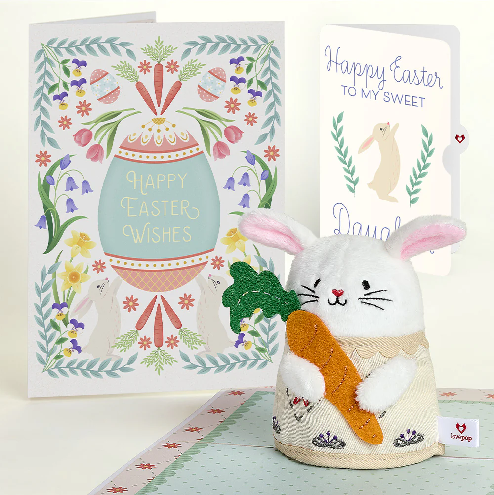 'Happy Easter Wishes' Bunny Plushpop Card and Sentiment Set for Daughter