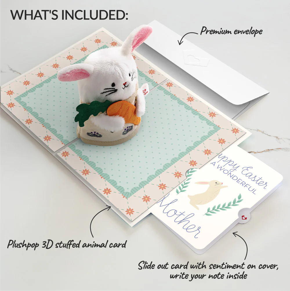 'Happy Easter Wishes' Bunny Plushpop Card and Sentiment Set for Mom - Image 2