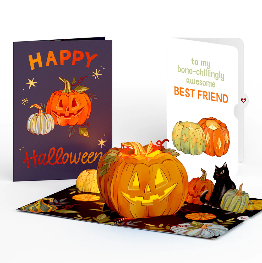 Happy Halloween Pumpkin Light-Up Pop-Up Card and Sentiment Set for Bestie