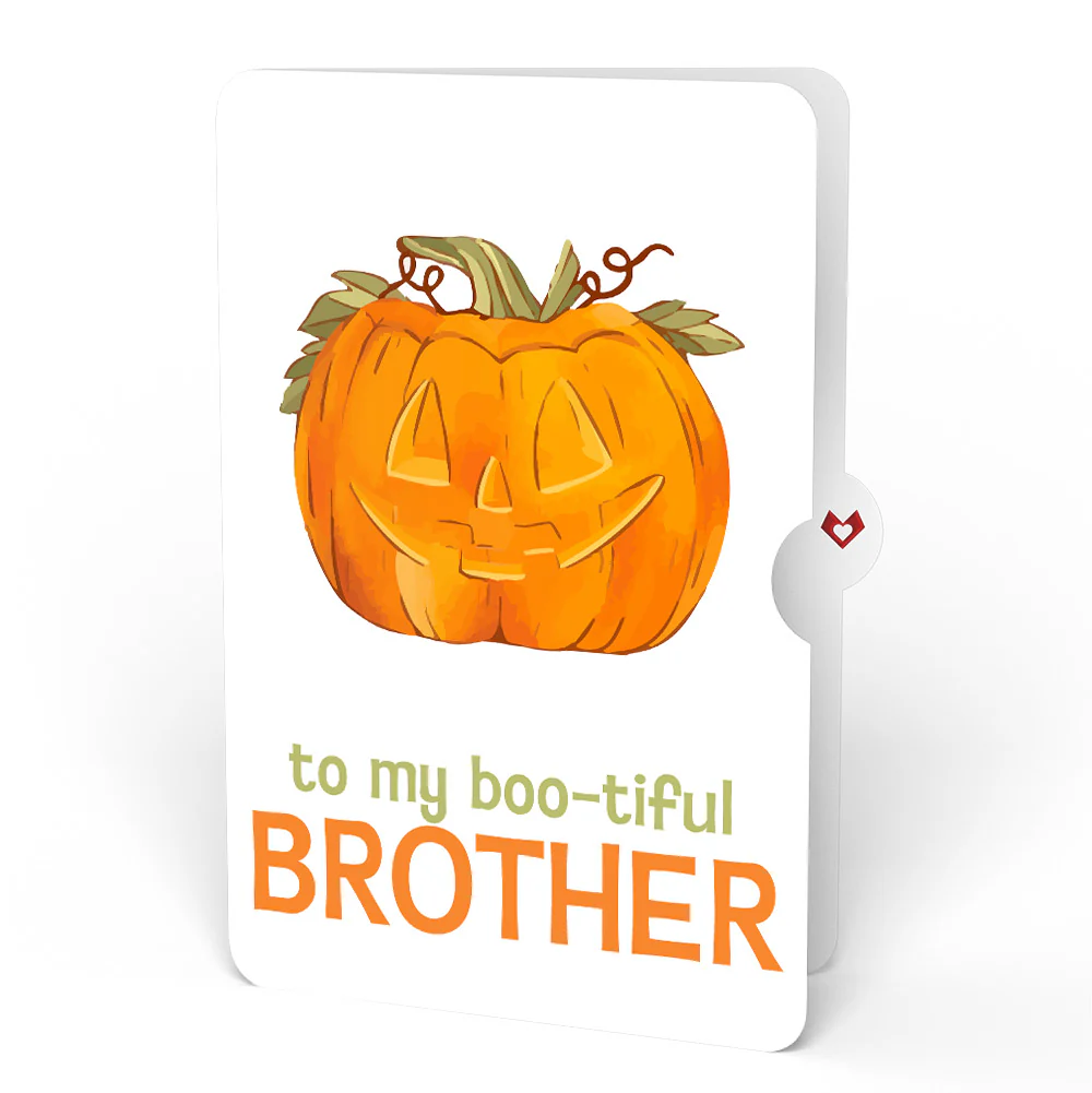 Happy Halloween Pumpkin Light-Up Pop-Up Card and Sentiment Set for Brother - Image 4