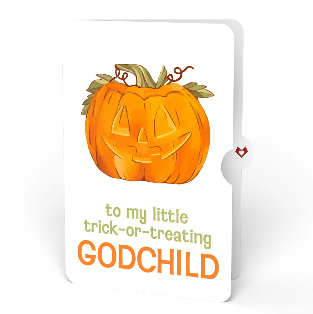 Happy Halloween Pumpkin Light-Up Pop-Up Card and Sentiment Set for Godchild - Image 4