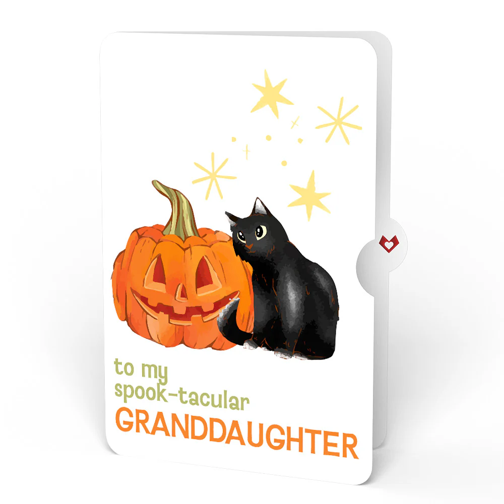 Happy Halloween Pumpkin Light-Up Pop-Up Card and Sentiment Set for Granddaughter - Image 4
