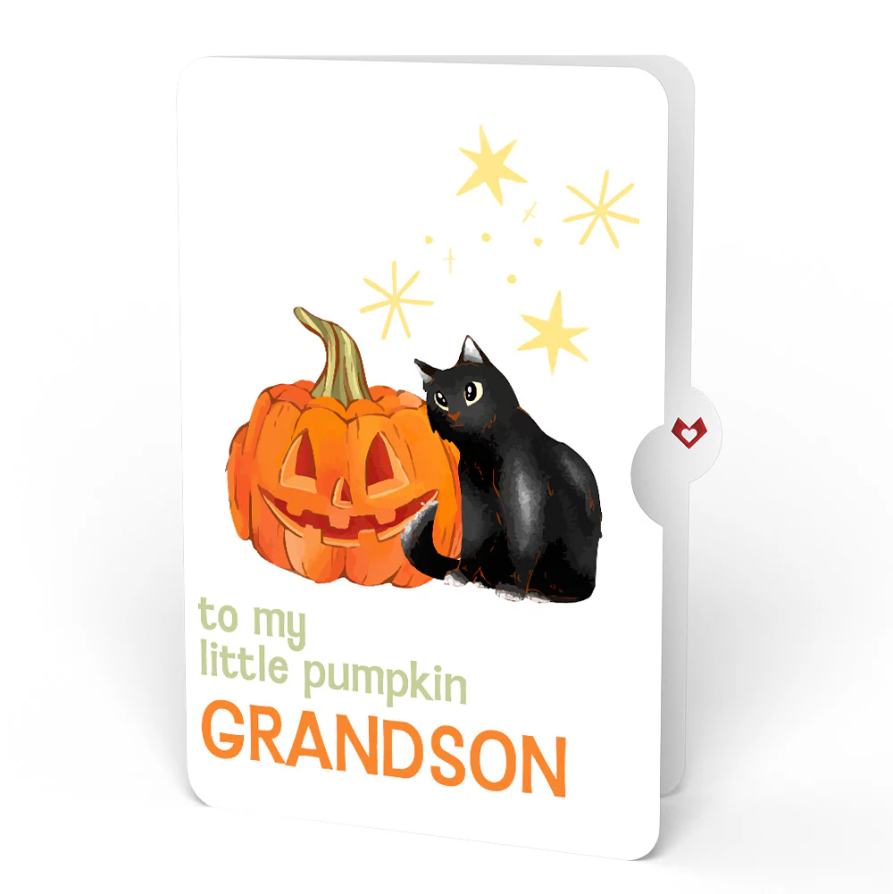 Happy Halloween Pumpkin Light-Up Pop-Up Card and Sentiment Set for Grandson - Image 4