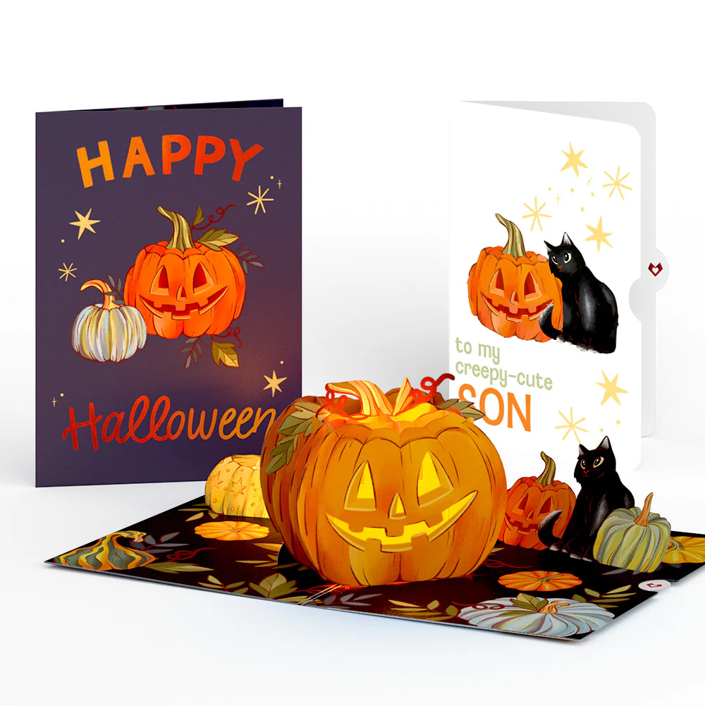 Happy Halloween Pumpkin Light-Up Pop-Up Card and Sentiment Set for Son