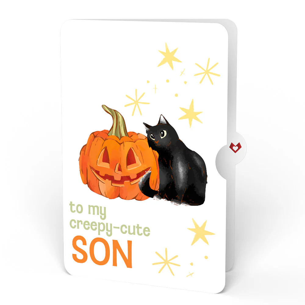 Happy Halloween Pumpkin Light-Up Pop-Up Card and Sentiment Set for Son - Image 4