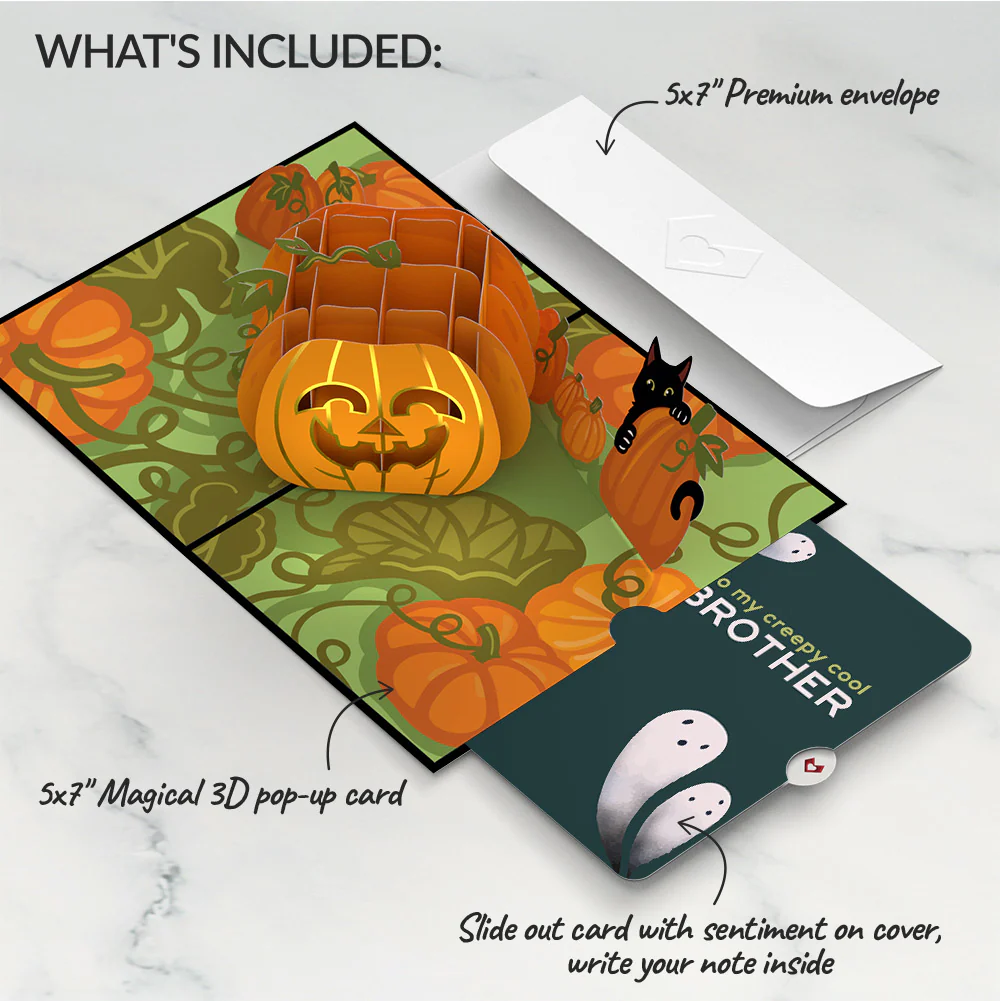 Happy Halloween Pumpkin Pop-Up Card and Sentiment Set for Brother - Image 2