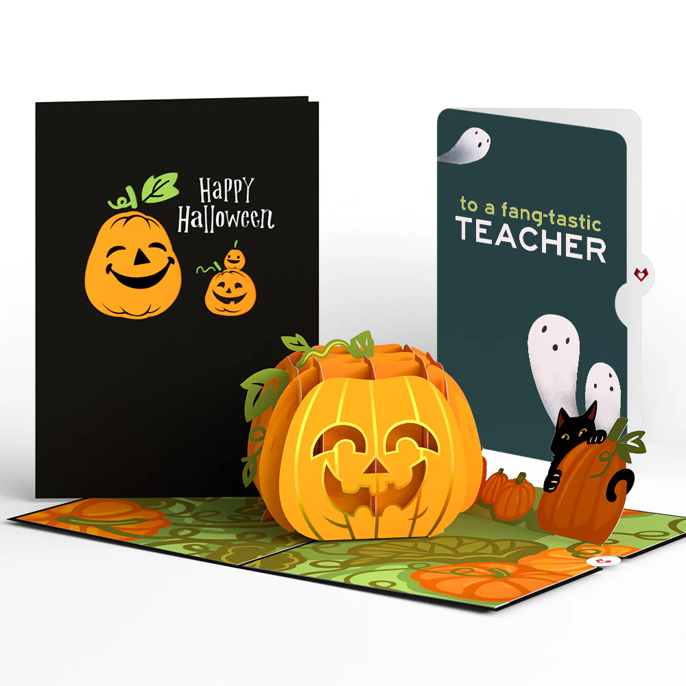 Happy Halloween Pumpkin Pop-Up Card and Sentiment Set for Teacher
