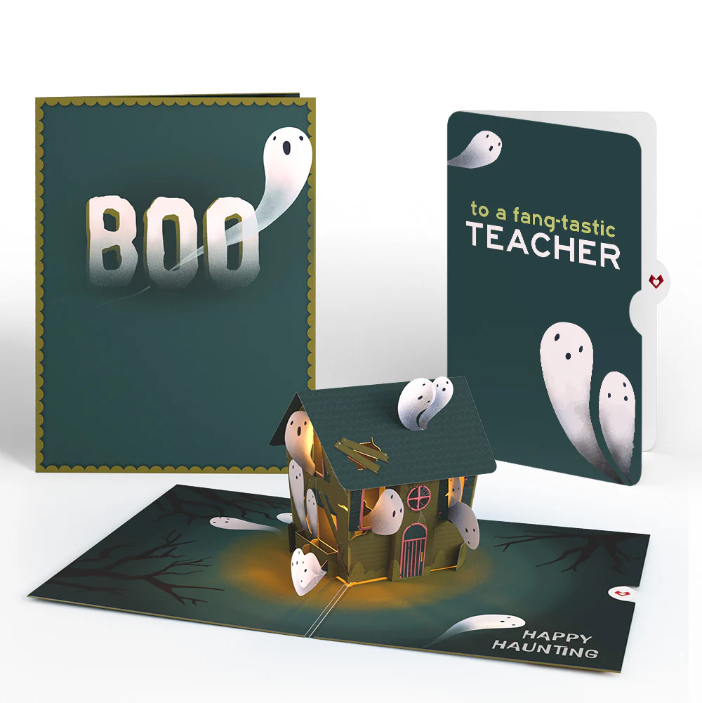Happy Haunting Halloween Music and Lights Pop-Up Card and Sentiment Set for Teacher