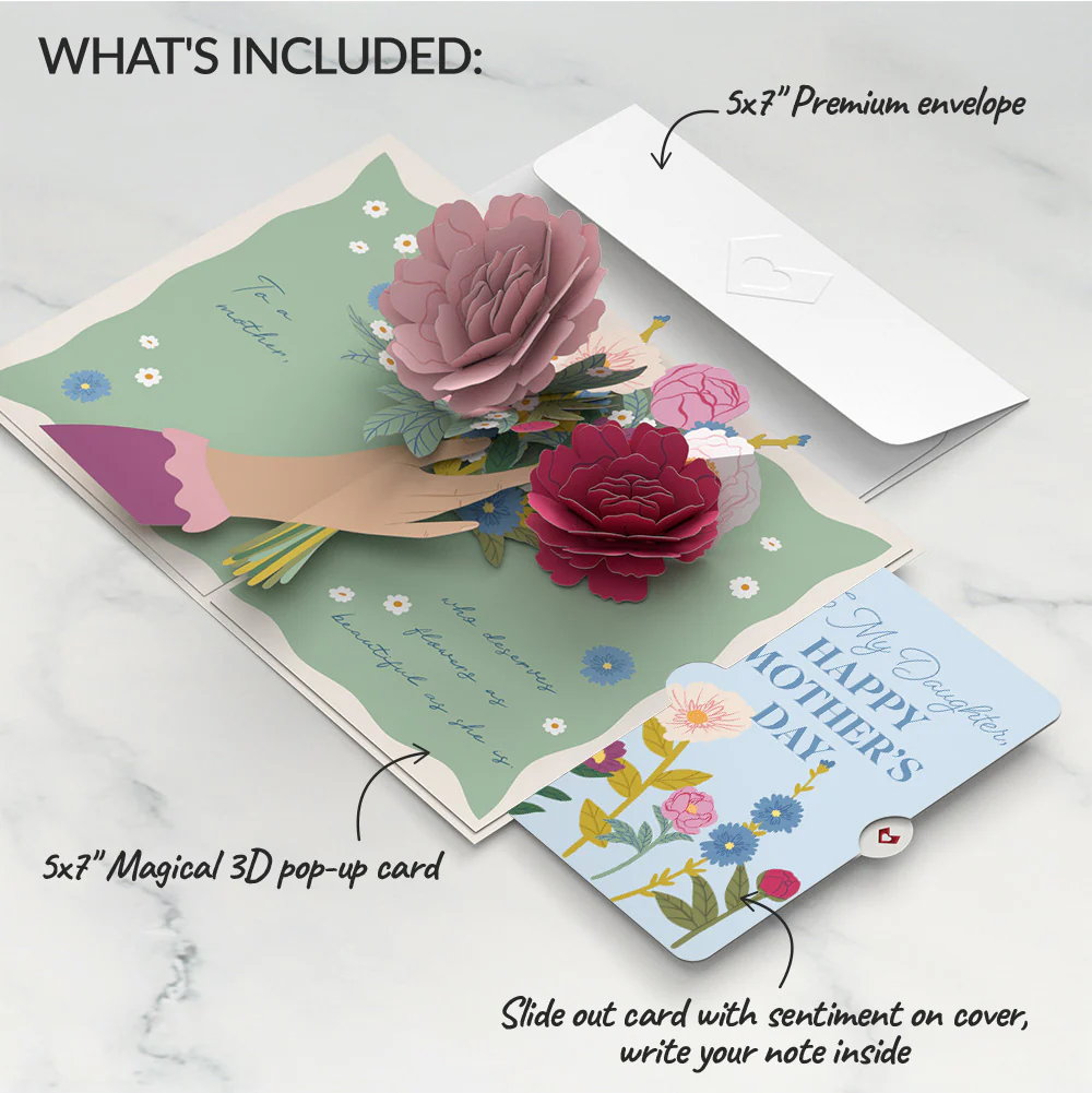 Happy Mother’s Day Flowers Mother's Day Pop-Up Card and Sentiment Set for Daughter - Image 2