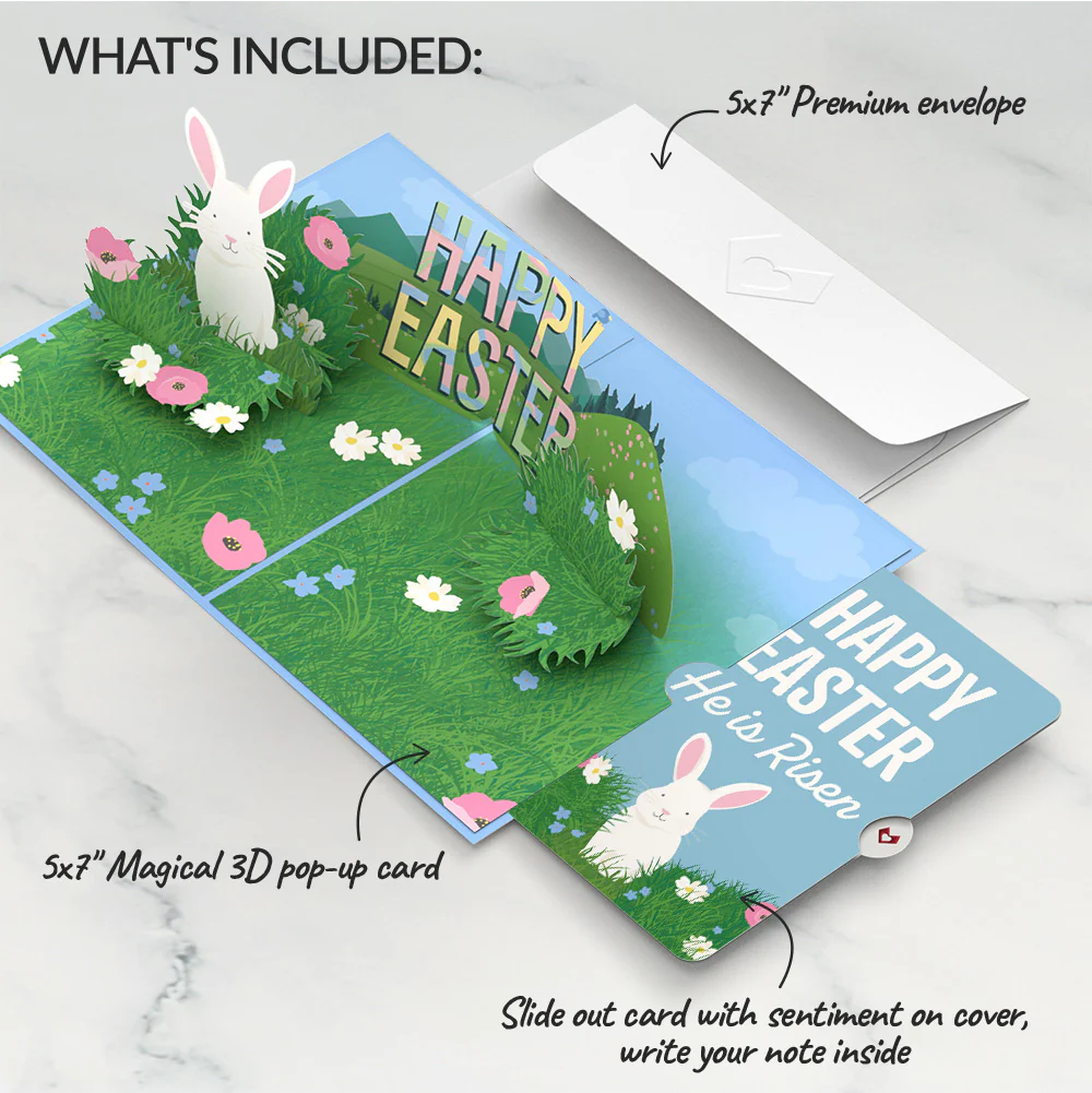 Happy Easter Spring Meadow Pop-Up Card and Sentiment Set - Image 2