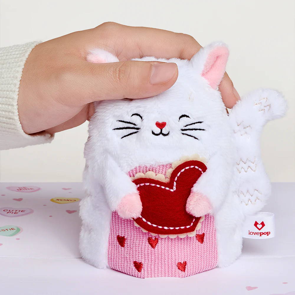 'Happy Valentine's Day' Love Cat Plushpop Card & Bouquet Bundle - Image 3