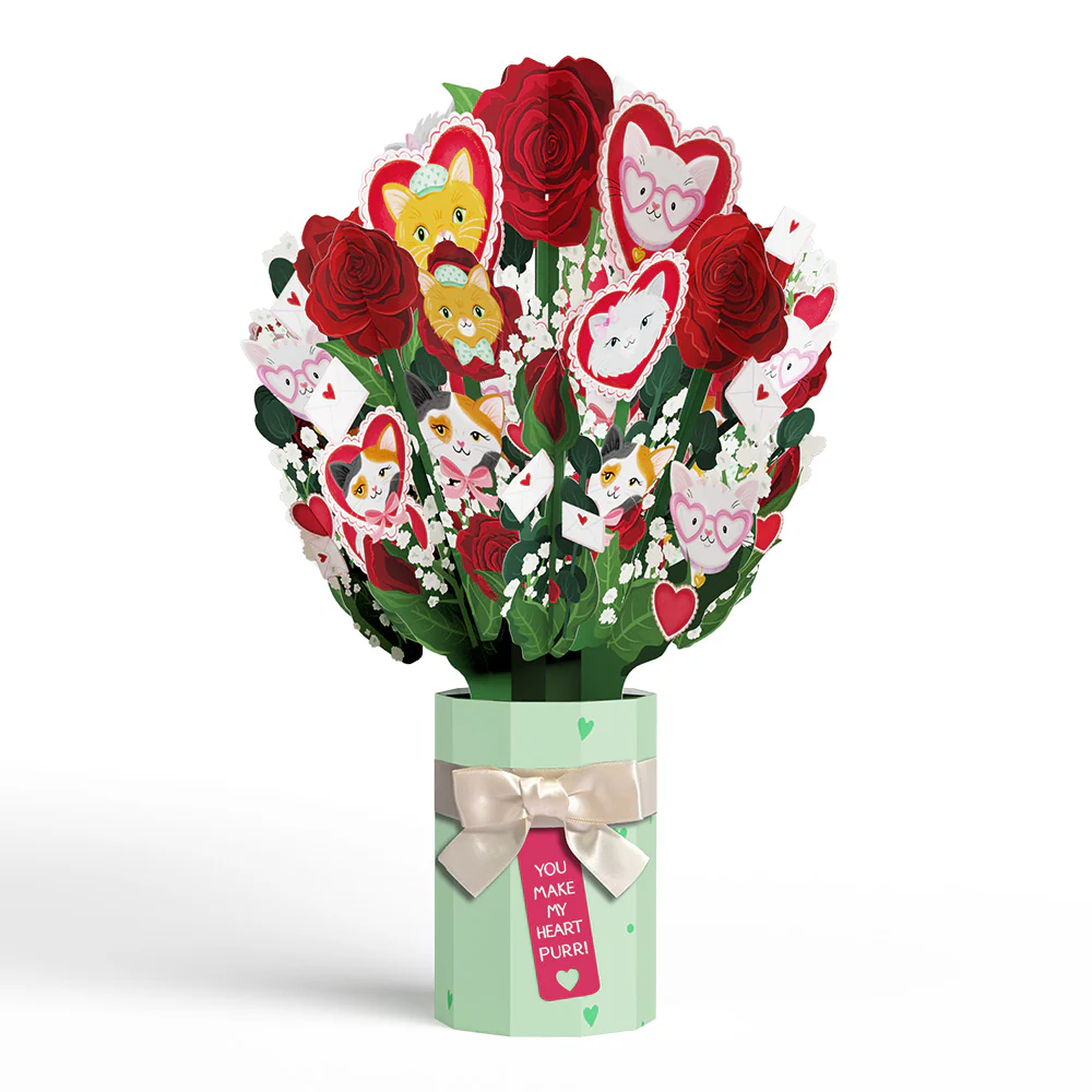 'Happy Valentine's Day' Love Cat Plushpop Card & Bouquet Bundle - Image 4