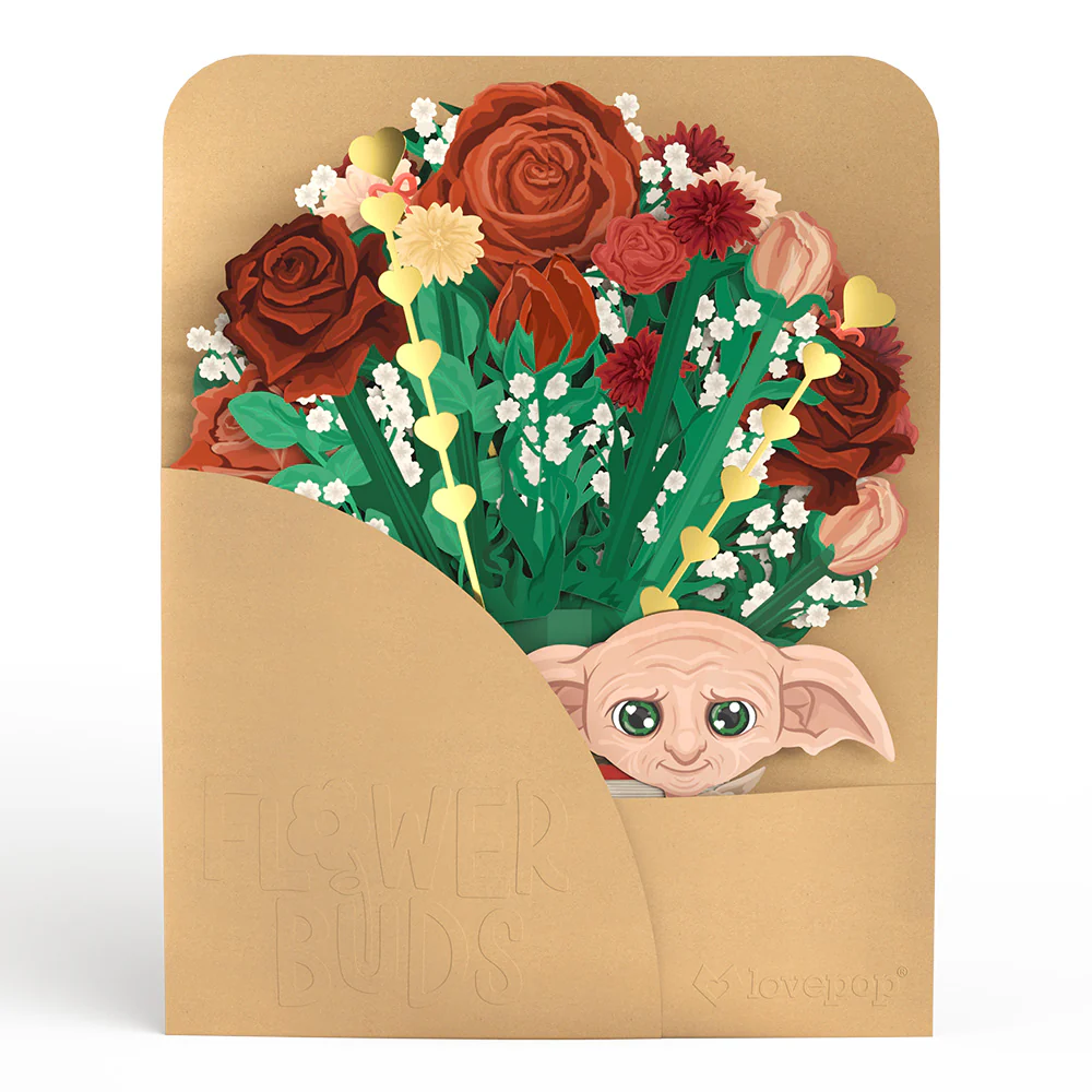 Harry Potter™ Dobby™ Valentine’s Day Pop-Up Card & Flower Buds Bouquet Bundle - Image 9