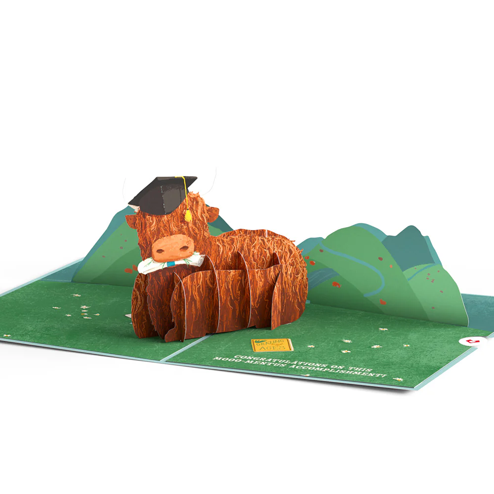Heard You're Graduating Highland Cow Pop-Up Card - Image 4