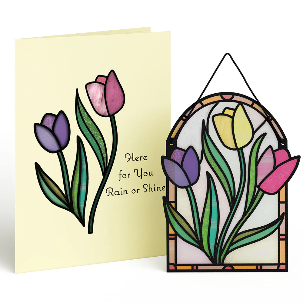 Here for You Tulips Suncatcher Card - Image 2