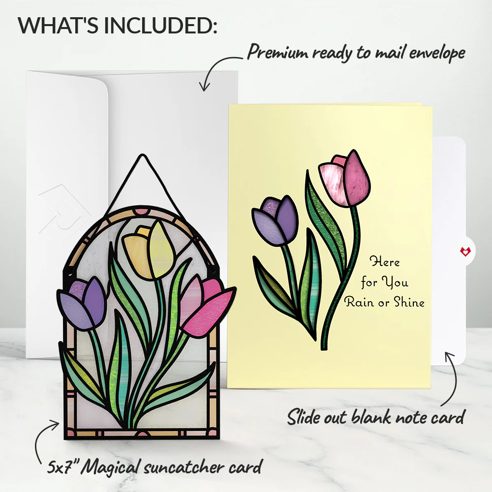 Here for You Tulips Suncatcher Card - Image 6