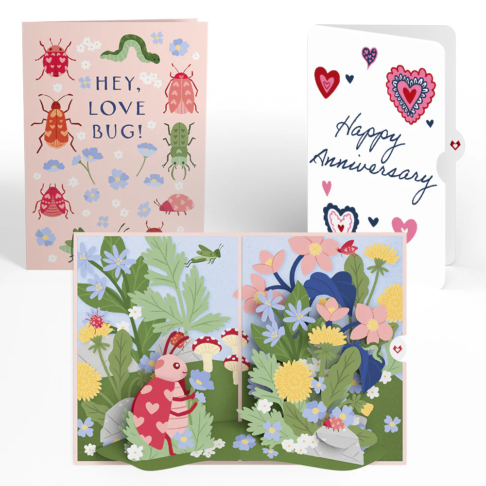 Hey, Love Bug! Pop-Up Card and Heart Motif Anniversary Sentiment Set