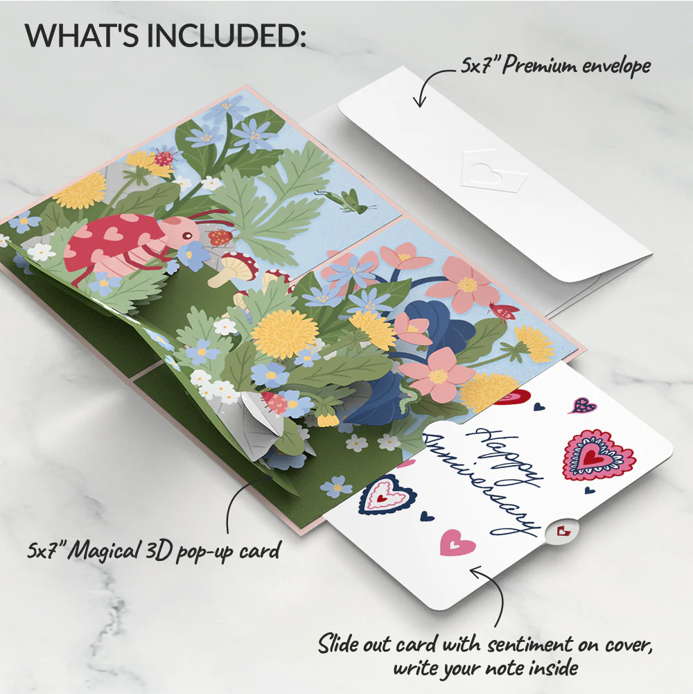 Hey, Love Bug! Pop-Up Card and Heart Motif Anniversary Sentiment Set - Image 2