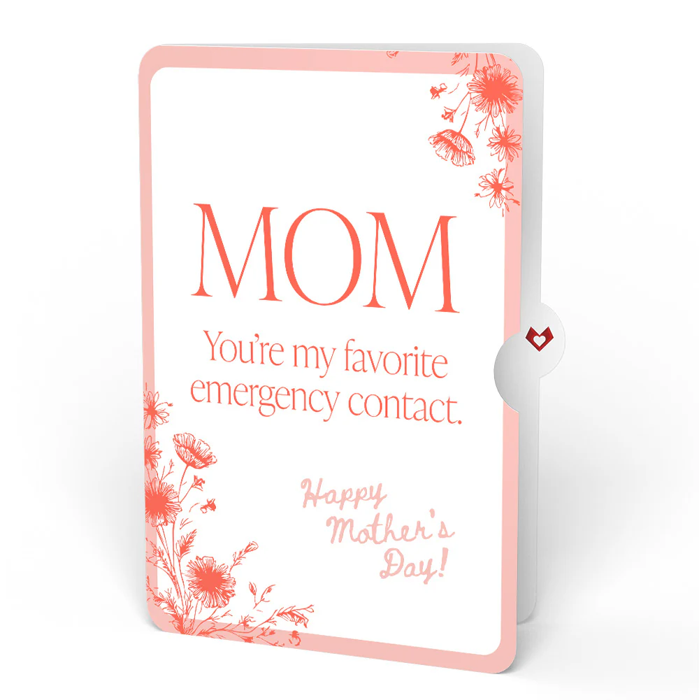 'Hey Mom' Vintage Phone Mother’s Day Music and Lights Pop-Up Card and Delicate Line Floral Sentiment Set for Mom - Image 4