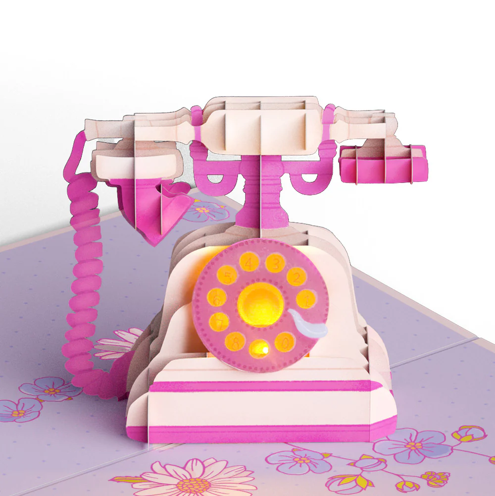 'Hey Mom' Vintage Phone Mother’s Day Music and Lights Pop-Up Card and Sentiment Set for Mom - Image 3