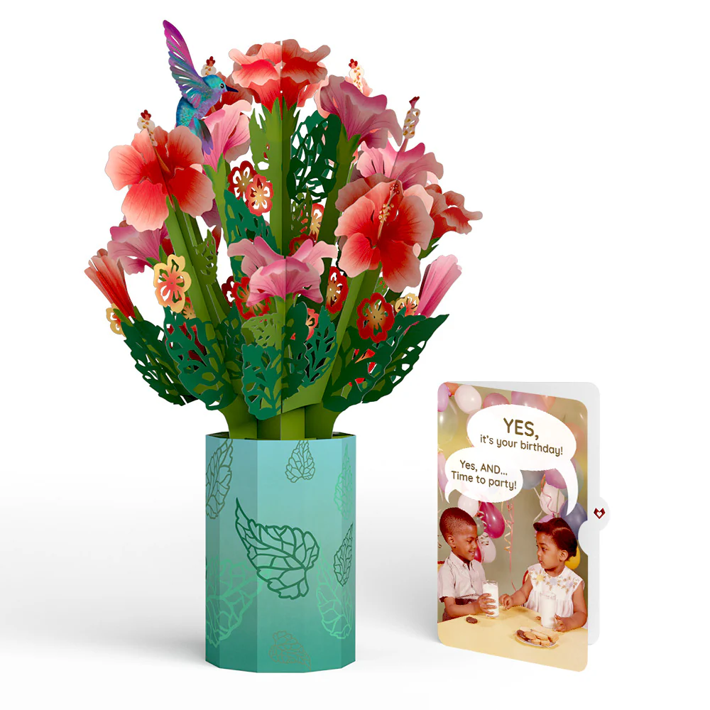 Hibiscus Birthday Bouquet and Time to Party Sentiment Set