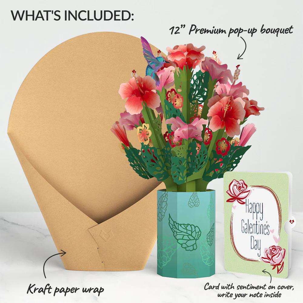 Hibiscus Galentine's Day Bouquet and Sentiment Set for Friend - Image 2