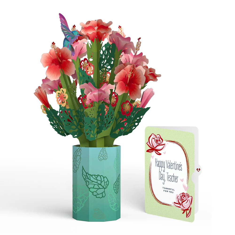 Hibiscus Valentine Bouquet and Sentiment Set for Teacher