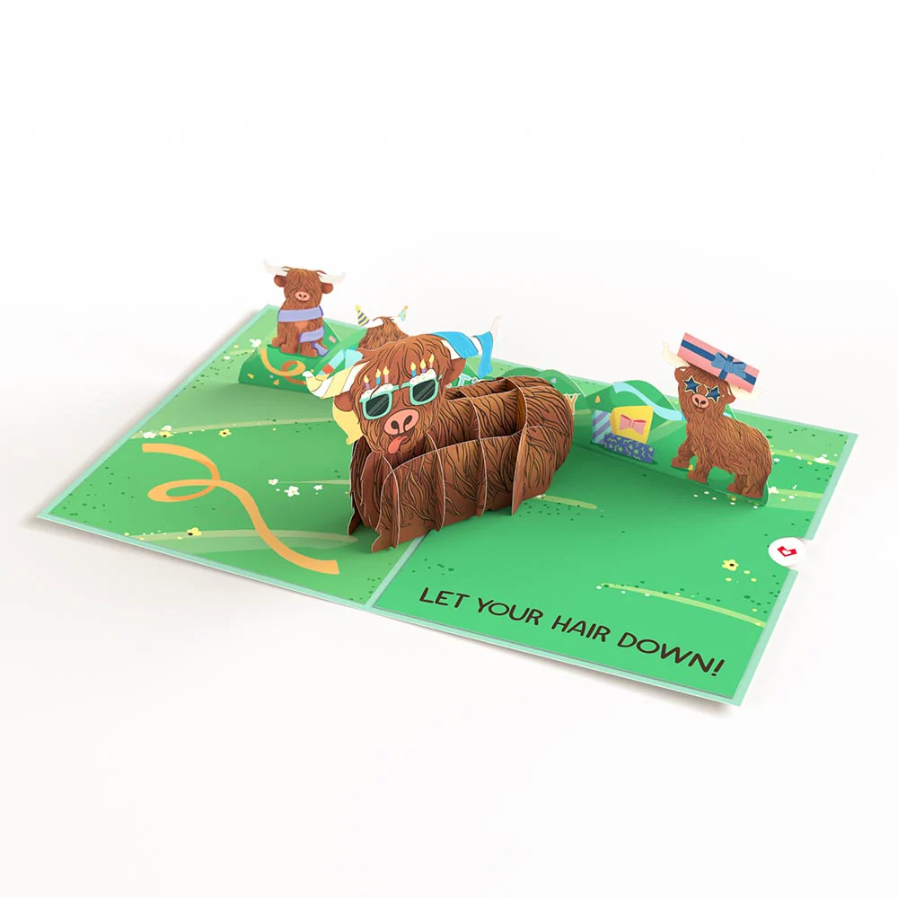 Highland Cow Birthday Pop-Up Card - Image 6