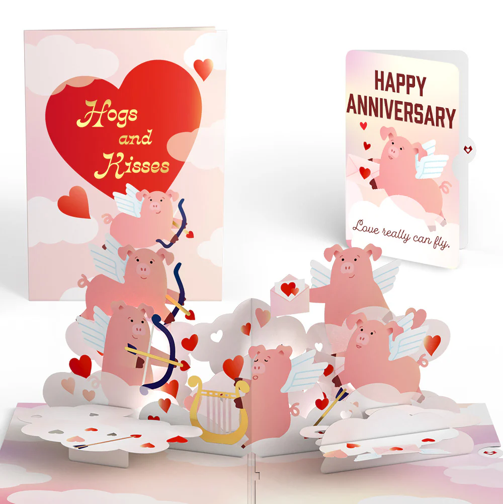 Hogs and Kisses Anniversary Music and Light Pop-Up Card and Sentiment Set