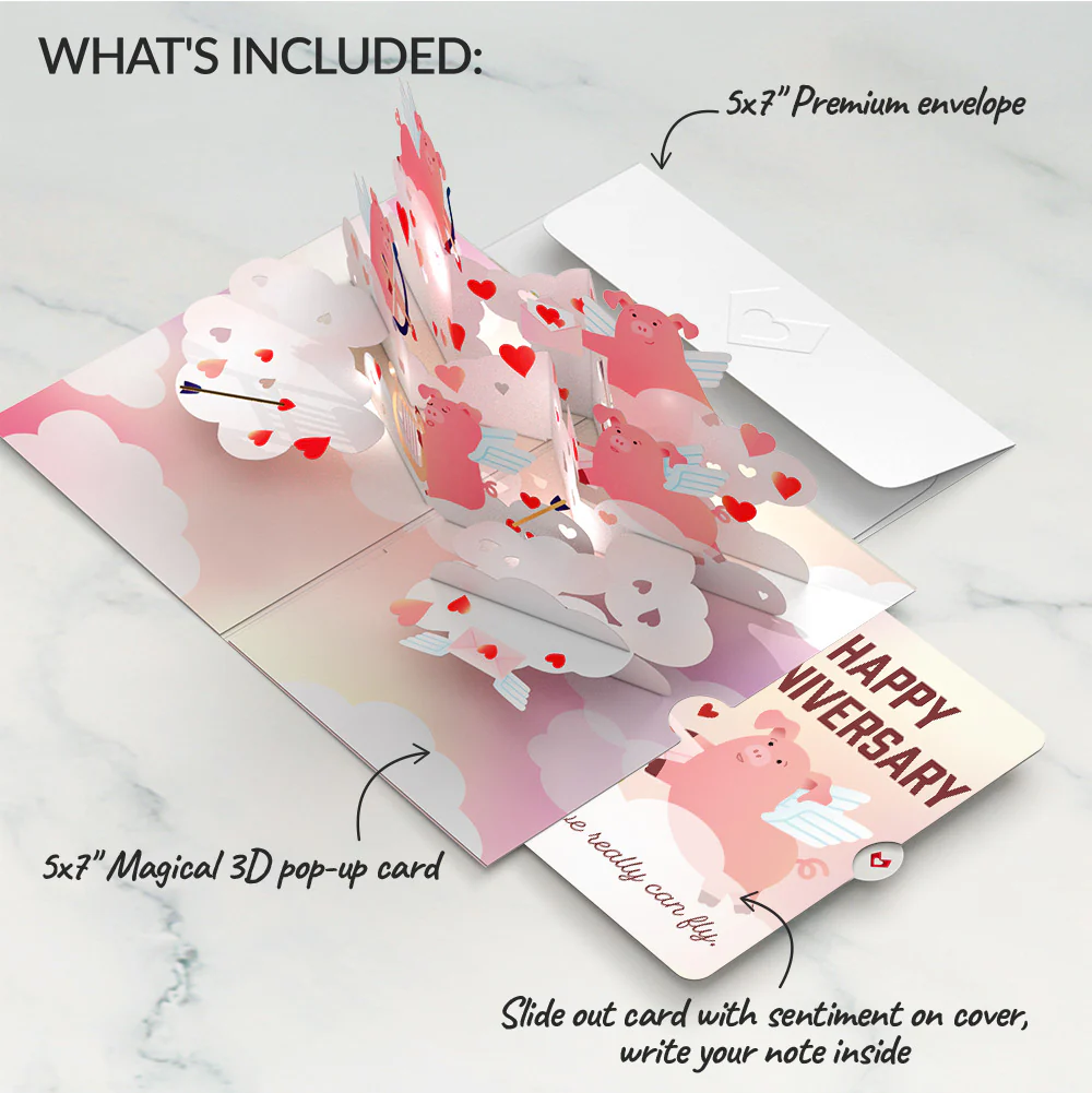 Hogs and Kisses Anniversary Music and Light Pop-Up Card and Sentiment Set - Image 2
