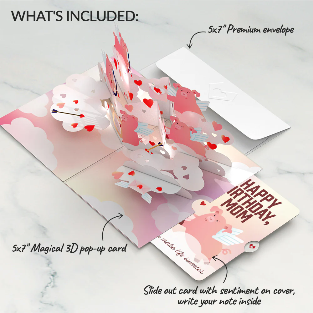 Hogs and Kisses Birthday Music and Light Pop-Up Card and Sentiment Set for Mom - Image 2