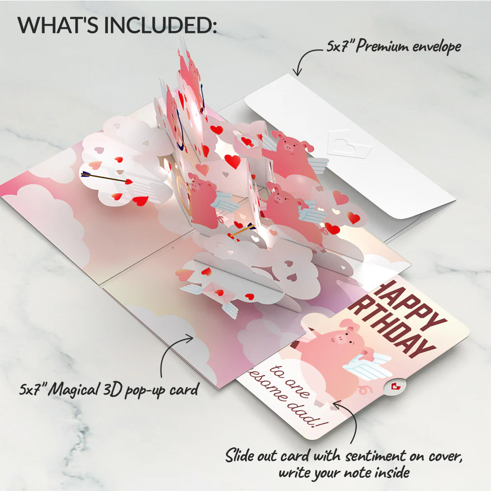 Hogs and Kisses Birthday Music and Lights Pop-Up Card and Sentiment Set for Dad - Image 2