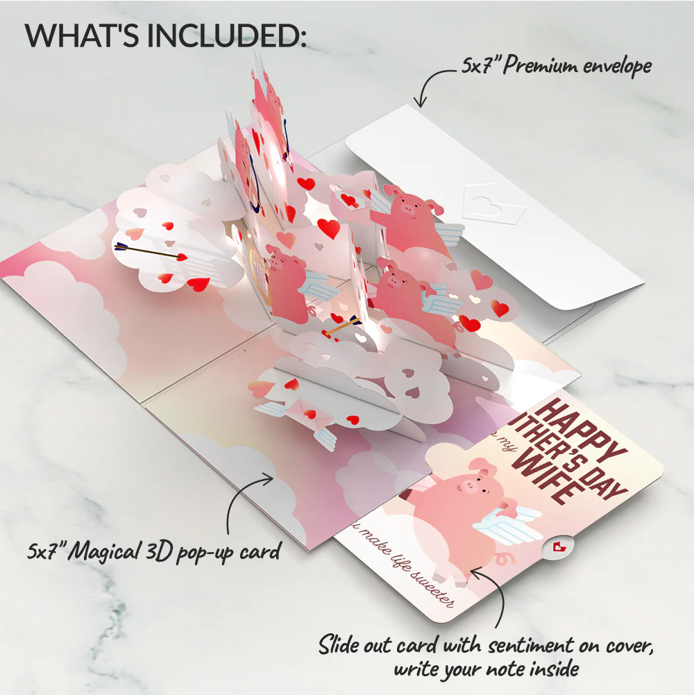 Hogs and Kisses Mother’s Day Music and Lights Pop-Up Card and Sentiment Set for Wife - Image 2