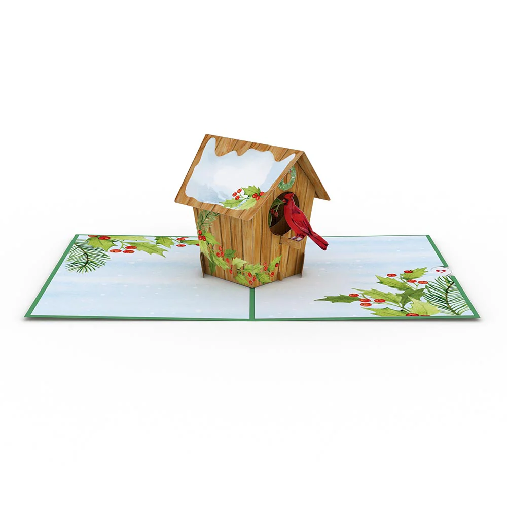 Holiday Cardinal Birdhouse Pop-Up Card - Image 3