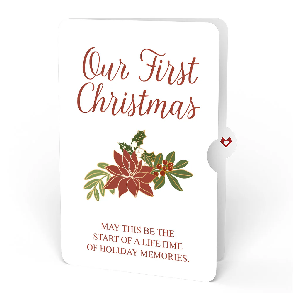 Holiday Poinsettia Sleigh Pop-Up Card and First Christmas Sentiment Set for Partner - Image 4