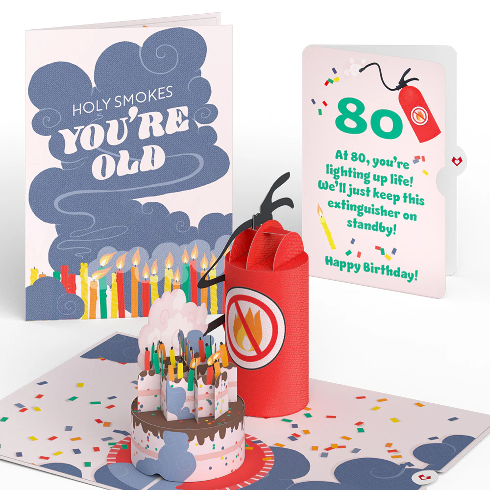 Holy Smokes You're Old 80th Birthday Pop-Up Card and Sentiment Set