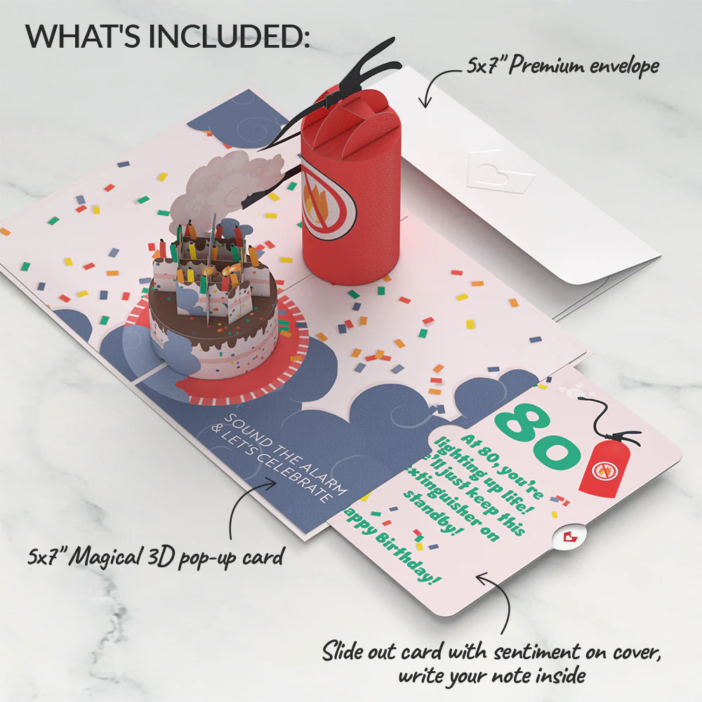 Holy Smokes You're Old 80th Birthday Pop-Up Card and Sentiment Set - Image 2
