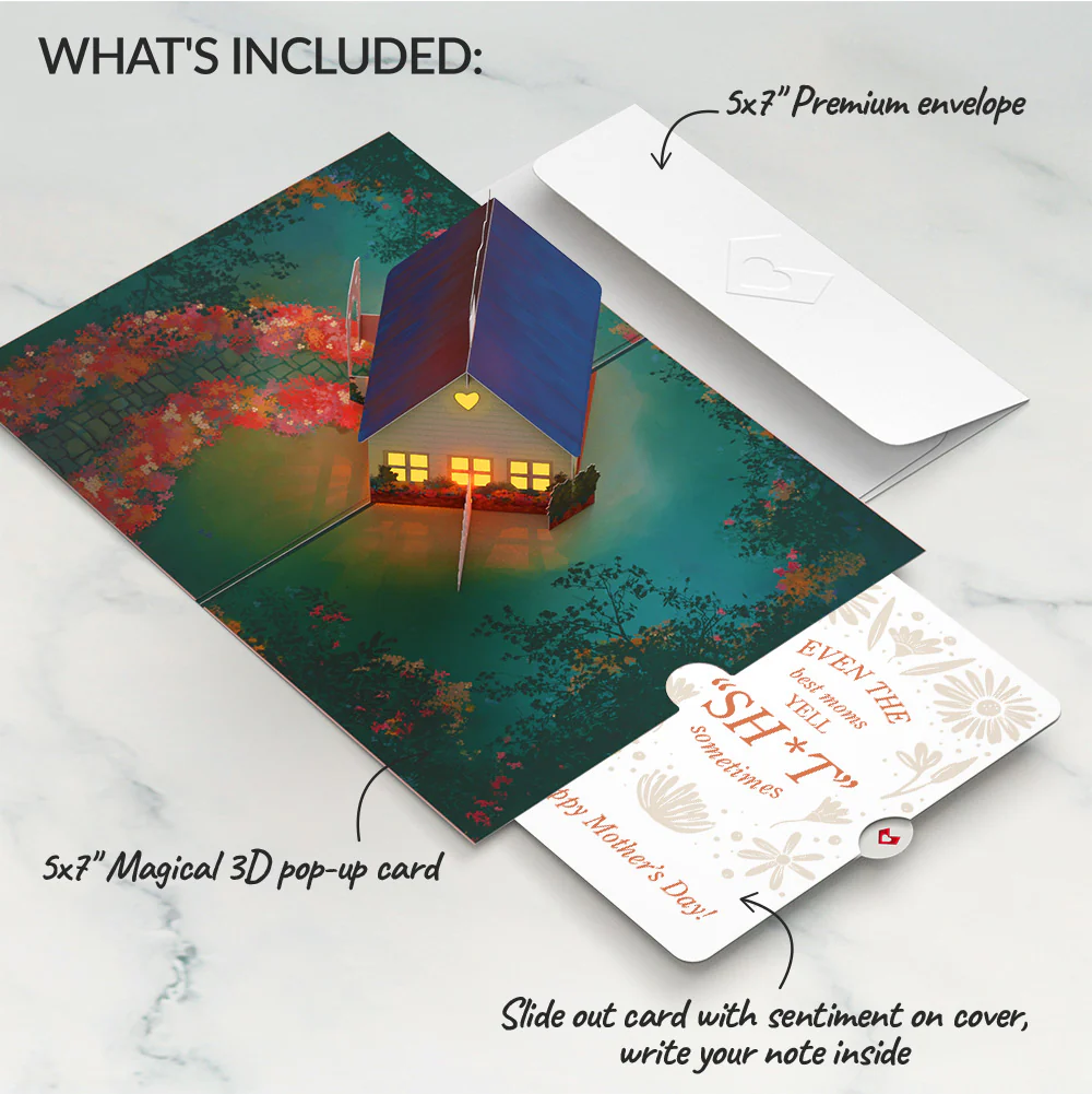 Home Is Where Mom Is Mother’s Day Light-Up Pop-Up Card and Retro Bloom Sass Sentiment Set for Mom - Image 2
