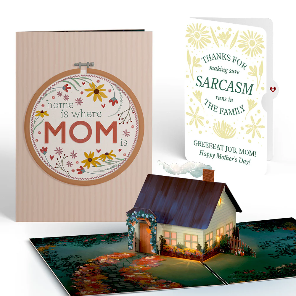 Home Is Where Mom Is Mother’s Day Light-Up Pop-Up Card and Sunny Sarcasm Garden Sentiment Set for Mom