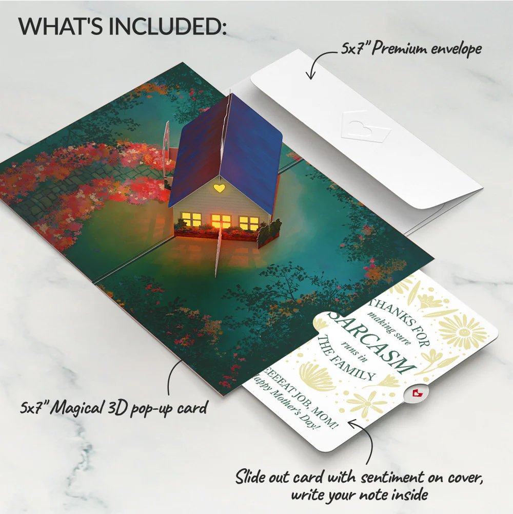Home Is Where Mom Is Mother’s Day Light-Up Pop-Up Card and Sunny Sarcasm Garden Sentiment Set for Mom - Image 2