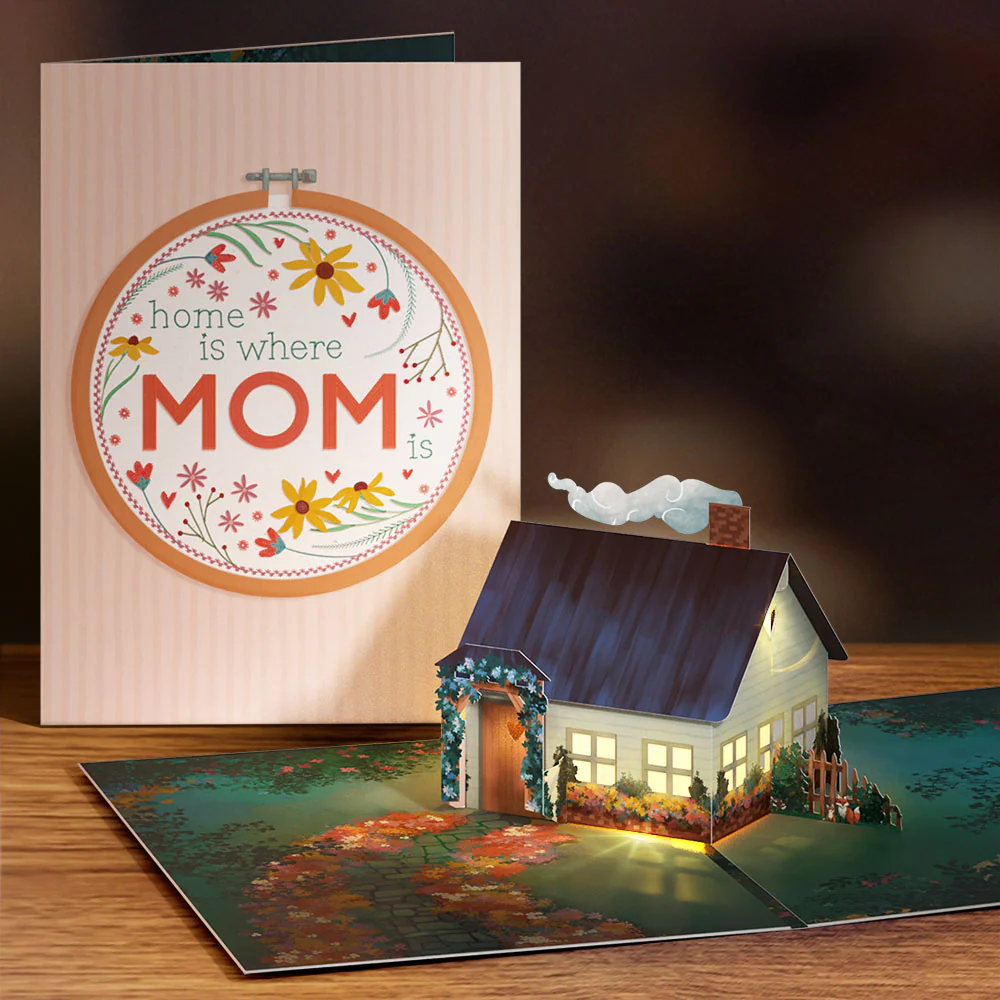 Home Is Where Mom Is Light-Up Pop-Up Card & Luxe Bouquet - Image 2