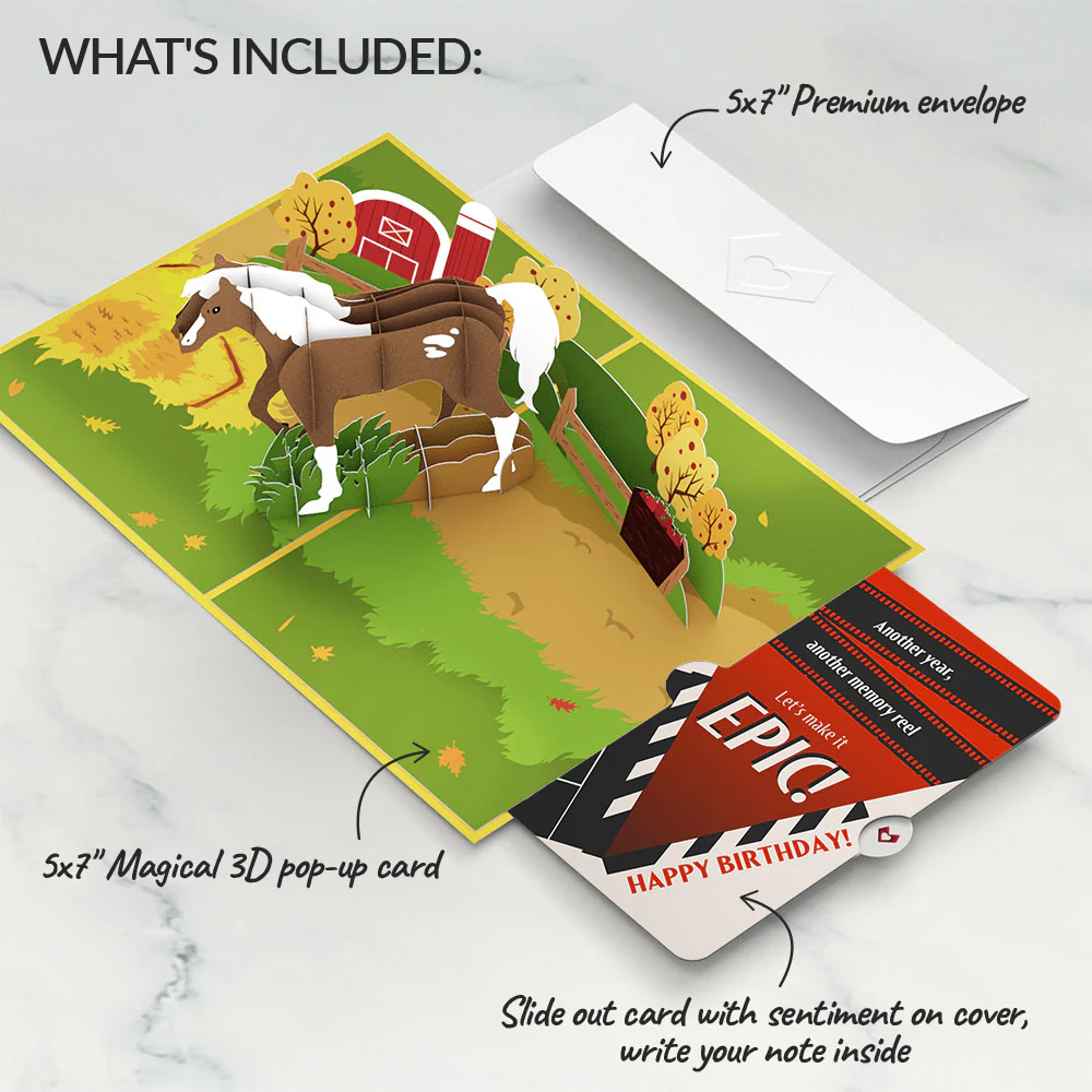 Horse Birthday Pop-Up Card and Epic Reel Sentiment Set - Image 2