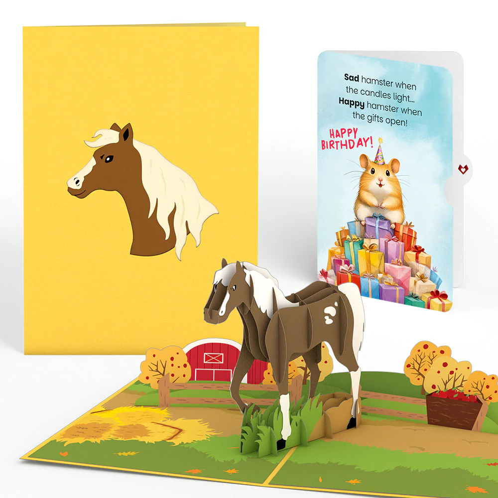 Horse Birthday Pop-Up Card and Happy Hamster Sentiment Set